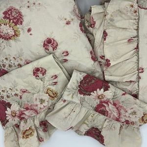Waverly Norfolk Vintage Rose design sheet set QUEEN SET Q w 2 ruffle pillowcases